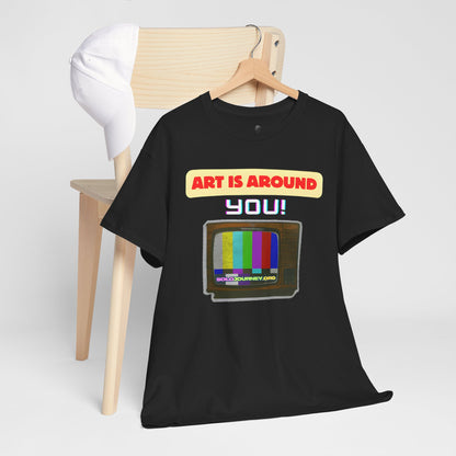 Retro Art Unisex Heavy Cotton Tee - Fun and Colorful Graphic T-Shirt for Art Lovers, Gift for Artists, Casual Wear, Art Inspired Apparel