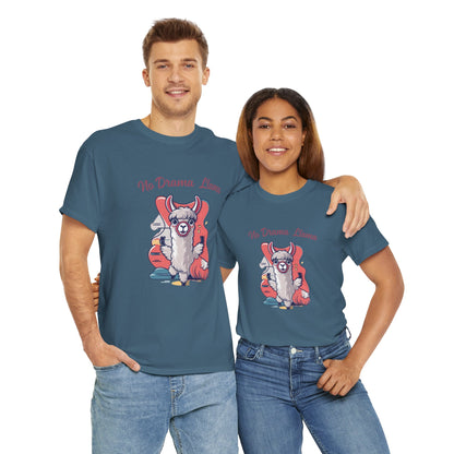 No Drama Llama Unisex Heavy Cotton Tee - Fun Graphic Tee for Casual Wear