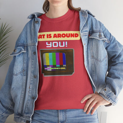 Retro Art Unisex Heavy Cotton Tee - Fun and Colorful Graphic T-Shirt for Art Lovers, Gift for Artists, Casual Wear, Art Inspired Apparel