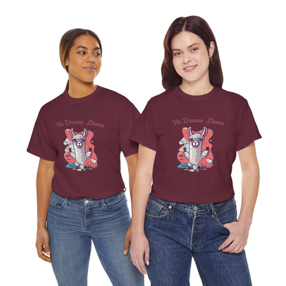 No Drama Llama Unisex Heavy Cotton Tee - Fun Graphic Tee for Casual Wear