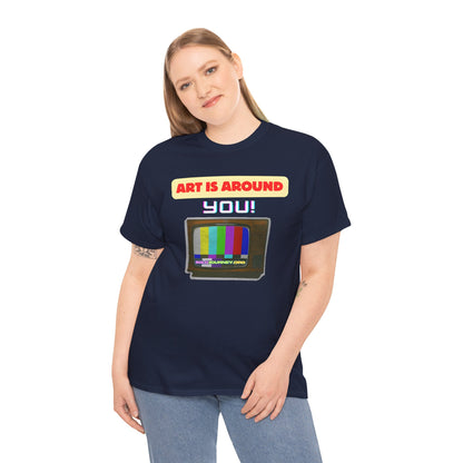 Retro Art Unisex Heavy Cotton Tee - Fun and Colorful Graphic T-Shirt for Art Lovers, Gift for Artists, Casual Wear, Art Inspired Apparel