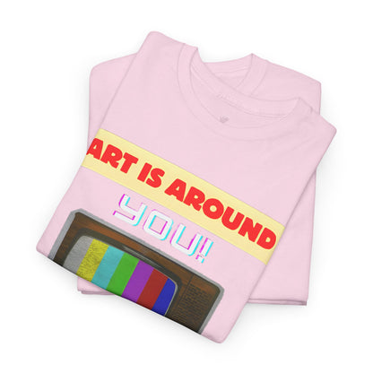 Retro Art Unisex Heavy Cotton Tee - Fun and Colorful Graphic T-Shirt for Art Lovers, Gift for Artists, Casual Wear, Art Inspired Apparel