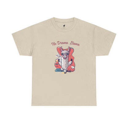 No Drama Llama Unisex Heavy Cotton Tee - Fun Graphic Tee for Casual Wear