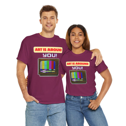 Retro Art Unisex Heavy Cotton Tee - Fun and Colorful Graphic T-Shirt for Art Lovers, Gift for Artists, Casual Wear, Art Inspired Apparel