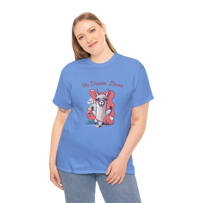 No Drama Llama Unisex Heavy Cotton Tee - Fun Graphic Tee for Casual Wear