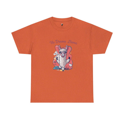 No Drama Llama Unisex Heavy Cotton Tee - Fun Graphic Tee for Casual Wear