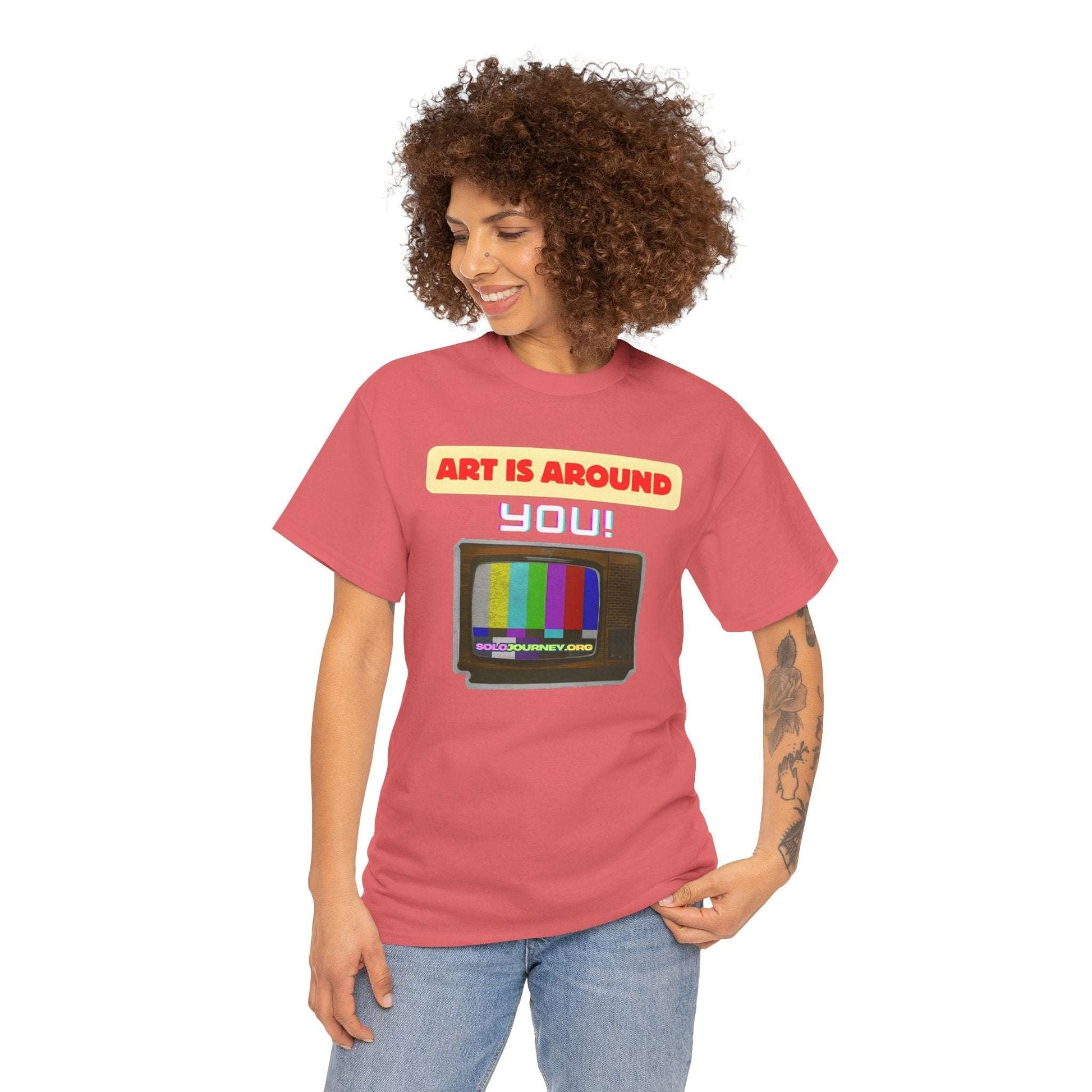 Retro Art Unisex Heavy Cotton Tee - Fun and Colorful Graphic T-Shirt for Art Lovers, Gift for Artists, Casual Wear, Art Inspired Apparel