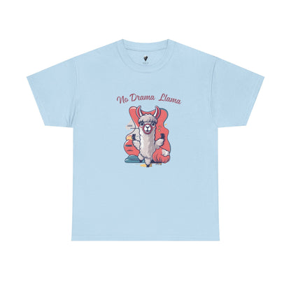 No Drama Llama Unisex Heavy Cotton Tee - Fun Graphic Tee for Casual Wear
