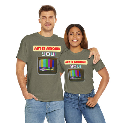 Retro Art Unisex Heavy Cotton Tee - Fun and Colorful Graphic T-Shirt for Art Lovers, Gift for Artists, Casual Wear, Art Inspired Apparel
