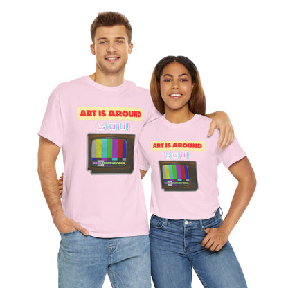 Retro Art Unisex Heavy Cotton Tee - Fun and Colorful Graphic T-Shirt for Art Lovers, Gift for Artists, Casual Wear, Art Inspired Apparel