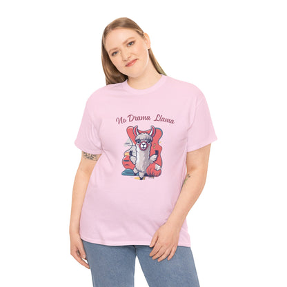 No Drama Llama Unisex Heavy Cotton Tee - Fun Graphic Tee for Casual Wear