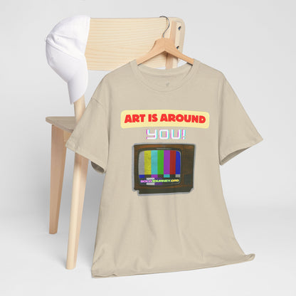 Retro Art Unisex Heavy Cotton Tee - Fun and Colorful Graphic T-Shirt for Art Lovers, Gift for Artists, Casual Wear, Art Inspired Apparel