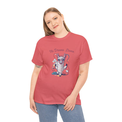 No Drama Llama Unisex Heavy Cotton Tee - Fun Graphic Tee for Casual Wear