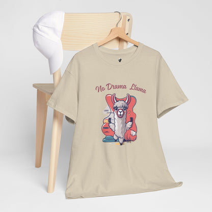 No Drama Llama Unisex Heavy Cotton Tee - Fun Graphic Tee for Casual Wear