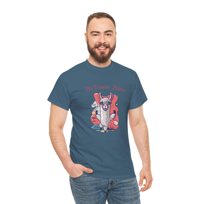 No Drama Llama Unisex Heavy Cotton Tee - Fun Graphic Tee for Casual Wear