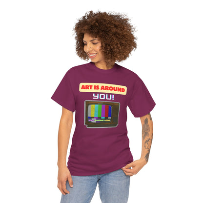 Retro Art Unisex Heavy Cotton Tee - Fun and Colorful Graphic T-Shirt for Art Lovers, Gift for Artists, Casual Wear, Art Inspired Apparel