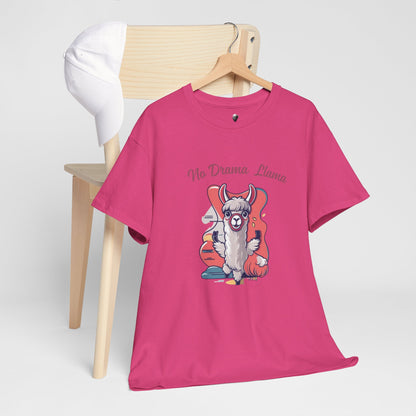 No Drama Llama Unisex Heavy Cotton Tee - Fun Graphic Tee for Casual Wear