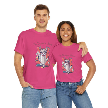 No Drama Llama Unisex Heavy Cotton Tee - Fun Graphic Tee for Casual Wear