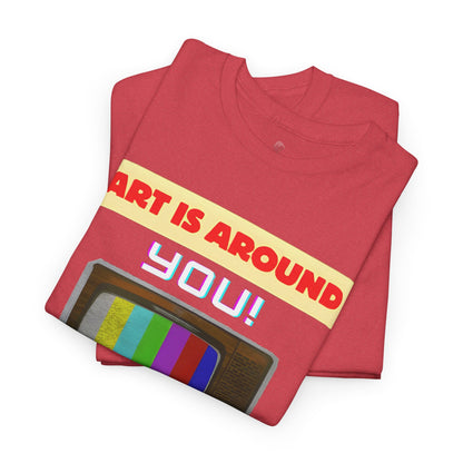 Retro Art Unisex Heavy Cotton Tee - Fun and Colorful Graphic T-Shirt for Art Lovers, Gift for Artists, Casual Wear, Art Inspired Apparel
