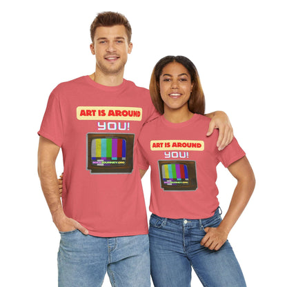Retro Art Unisex Heavy Cotton Tee - Fun and Colorful Graphic T-Shirt for Art Lovers, Gift for Artists, Casual Wear, Art Inspired Apparel