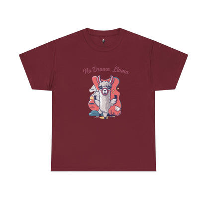 No Drama Llama Unisex Heavy Cotton Tee - Fun Graphic Tee for Casual Wear