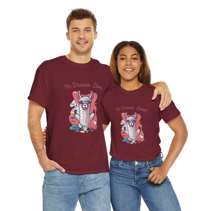 No Drama Llama Unisex Heavy Cotton Tee - Fun Graphic Tee for Casual Wear