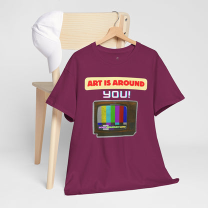 Retro Art Unisex Heavy Cotton Tee - Fun and Colorful Graphic T-Shirt for Art Lovers, Gift for Artists, Casual Wear, Art Inspired Apparel