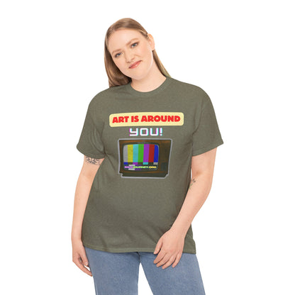 Retro Art Unisex Heavy Cotton Tee - Fun and Colorful Graphic T-Shirt for Art Lovers, Gift for Artists, Casual Wear, Art Inspired Apparel