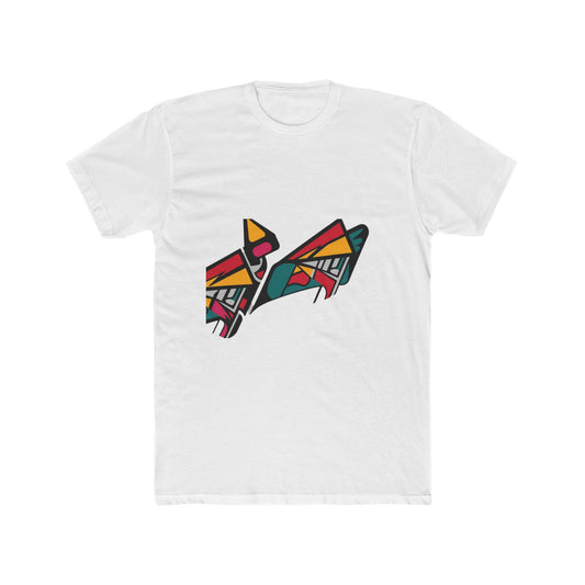 Origami Art Unisex Cotton Crew T-Shirt showcasing a unique hand-drawn origami design, emphasizing eco-friendly fashion.