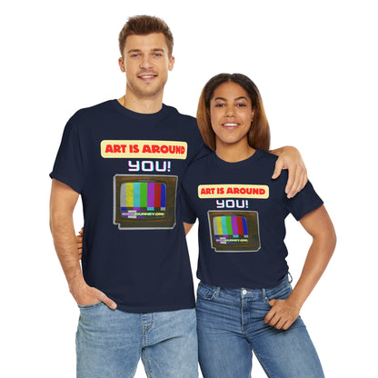 Retro Art Unisex Heavy Cotton Tee - Fun and Colorful Graphic T-Shirt for Art Lovers, Gift for Artists, Casual Wear, Art Inspired Apparel