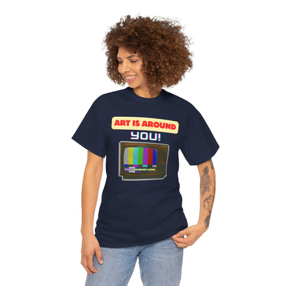 Retro Art Unisex Heavy Cotton Tee - Fun and Colorful Graphic T-Shirt for Art Lovers, Gift for Artists, Casual Wear, Art Inspired Apparel