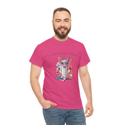 No Drama Llama Unisex Heavy Cotton Tee - Fun Graphic Tee for Casual Wear