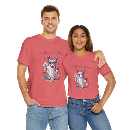 No Drama Llama Unisex Heavy Cotton Tee - Fun Graphic Tee for Casual Wear