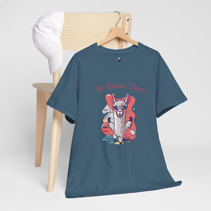 No Drama Llama Unisex Heavy Cotton Tee - Fun Graphic Tee for Casual Wear