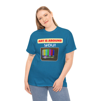 Retro Art Unisex Heavy Cotton Tee - Fun and Colorful Graphic T-Shirt for Art Lovers, Gift for Artists, Casual Wear, Art Inspired Apparel