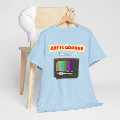 Retro Art Unisex Heavy Cotton Tee - Fun and Colorful Graphic T-Shirt for Art Lovers, Gift for Artists, Casual Wear, Art Inspired Apparel