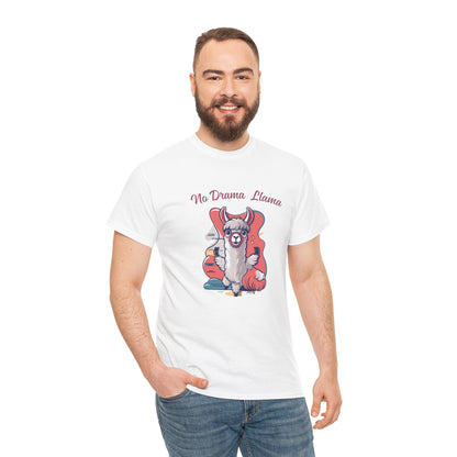 No Drama Llama Unisex Heavy Cotton Tee - Fun Graphic Tee for Casual Wear