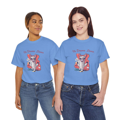 No Drama Llama Unisex Heavy Cotton Tee - Fun Graphic Tee for Casual Wear