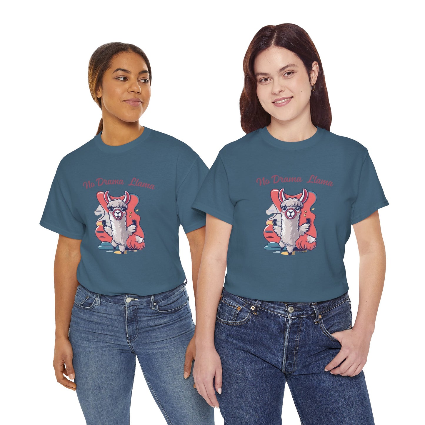 No Drama Llama Unisex Heavy Cotton Tee - Fun Graphic Tee for Casual Wear