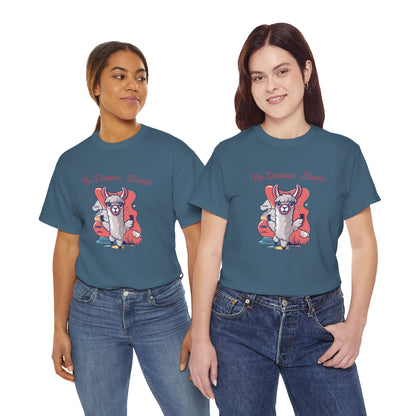 No Drama Llama Unisex Heavy Cotton Tee - Fun Graphic Tee for Casual Wear