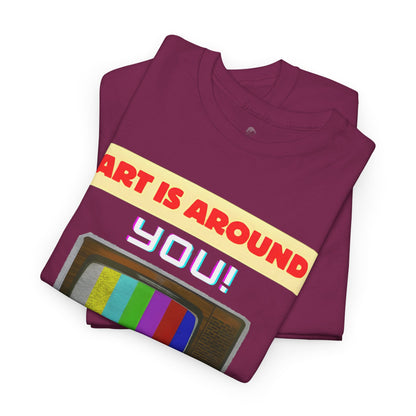 Retro Art Unisex Heavy Cotton Tee - Fun and Colorful Graphic T-Shirt for Art Lovers, Gift for Artists, Casual Wear, Art Inspired Apparel