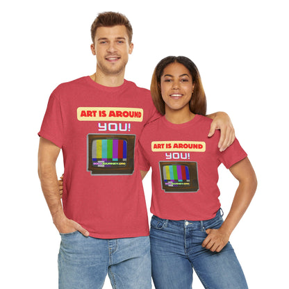 Retro Art Unisex Heavy Cotton Tee - Fun and Colorful Graphic T-Shirt for Art Lovers, Gift for Artists, Casual Wear, Art Inspired Apparel