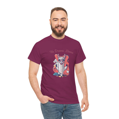 No Drama Llama Unisex Heavy Cotton Tee - Fun Graphic Tee for Casual Wear