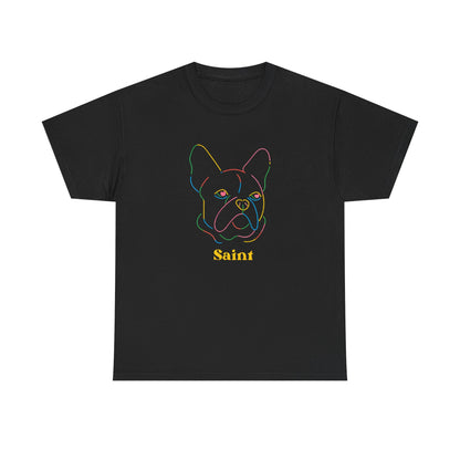 Saint French Bulldog Unisex Heavy Cotton Tee - Colorful Pet Graphic T-Shirt