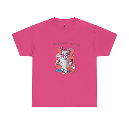 No Drama Llama Unisex Heavy Cotton Tee - Fun Graphic Tee for Casual Wear