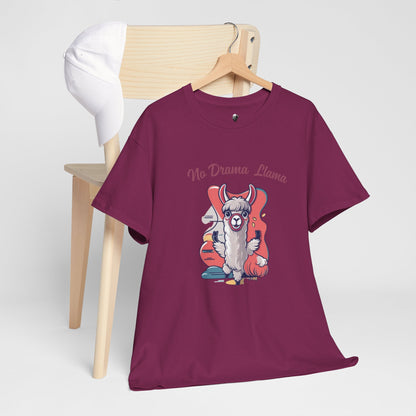 No Drama Llama Unisex Heavy Cotton Tee - Fun Graphic Tee for Casual Wear