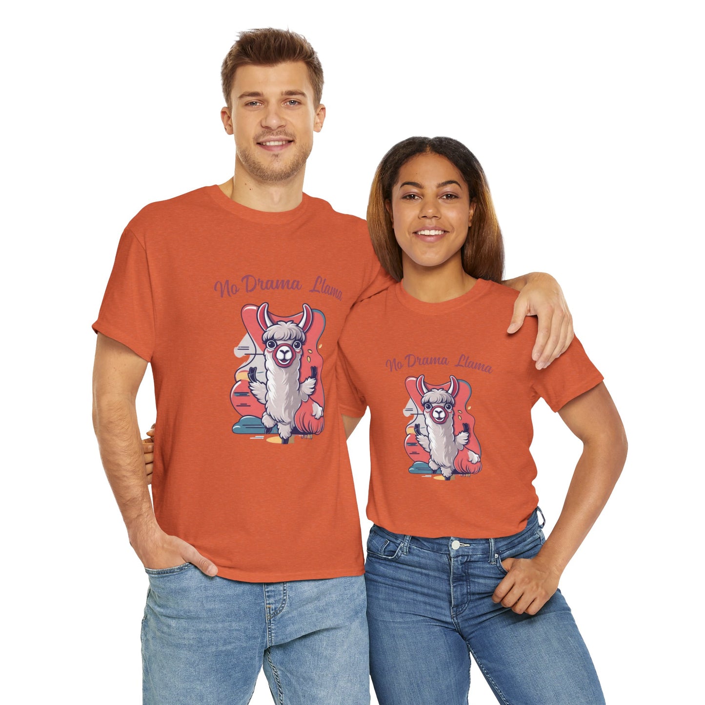 No Drama Llama Unisex Heavy Cotton Tee - Fun Graphic Tee for Casual Wear