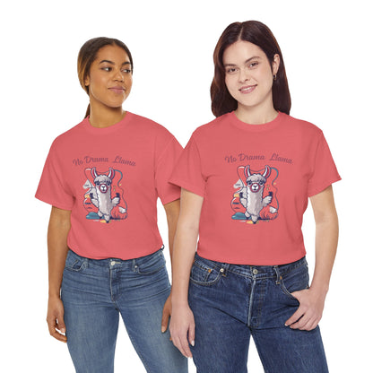 No Drama Llama Unisex Heavy Cotton Tee - Fun Graphic Tee for Casual Wear