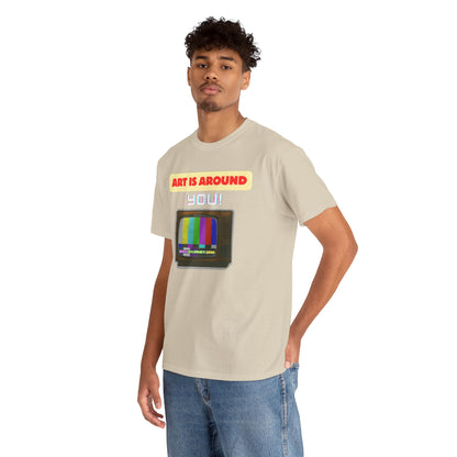Retro Art Unisex Heavy Cotton Tee - Fun and Colorful Graphic T-Shirt for Art Lovers, Gift for Artists, Casual Wear, Art Inspired Apparel