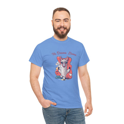 No Drama Llama Unisex Heavy Cotton Tee - Fun Graphic Tee for Casual Wear